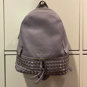 Michael Kors Rhea Studded Medium Backpack Grey / Lilac